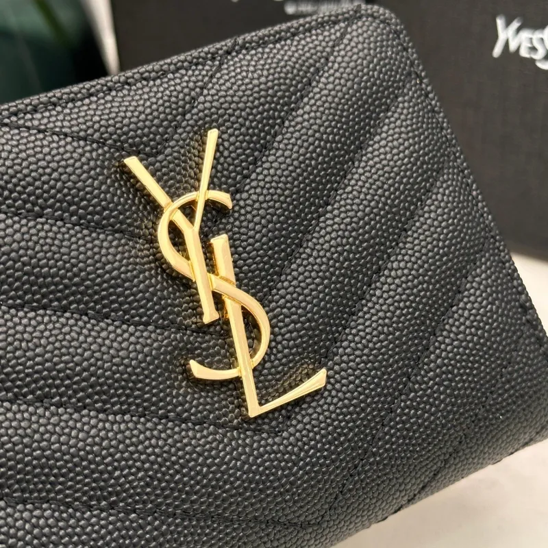 YSL Black Zip Compact Wallet 349 - Image 4