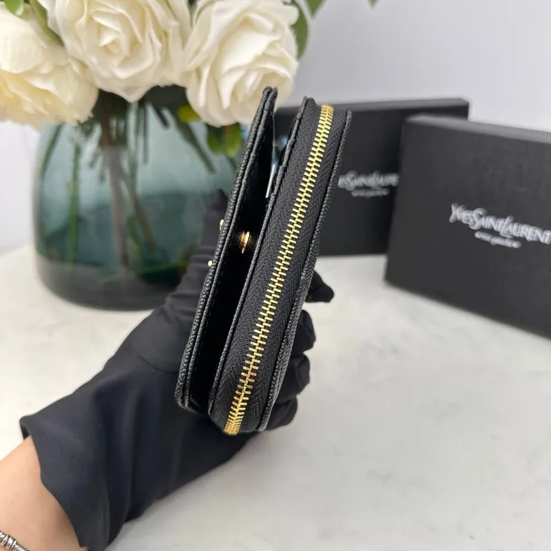 YSL Black Zip Compact Wallet 349 - Image 5