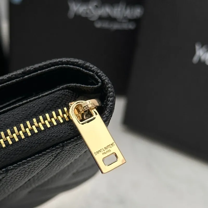 YSL Black Zip Compact Wallet 349 - Image 6