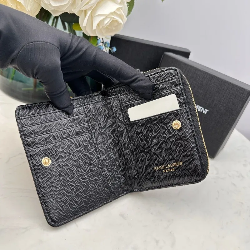 YSL Black Zip Compact Wallet 349 - Image 7