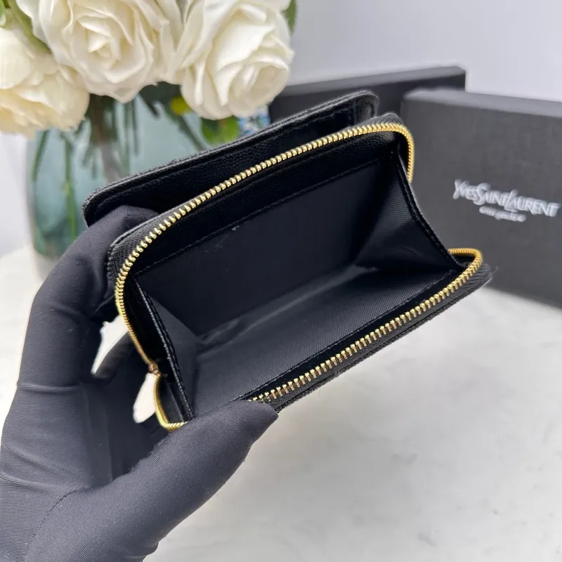 YSL Black Zip Compact Wallet 349 - Image 8
