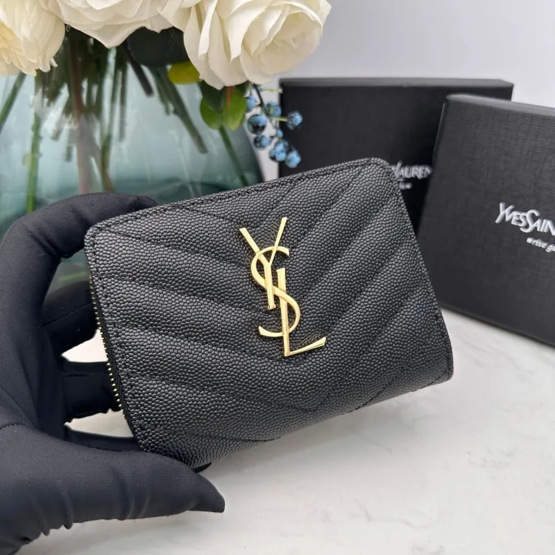 YSL Black Zip Compact Wallet 349 - Image 9