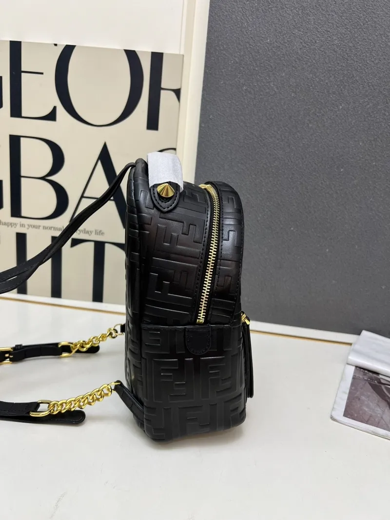 Fendi Black FF Monogram Backpack TTSZ038 Size 25-21-10 - Image 4
