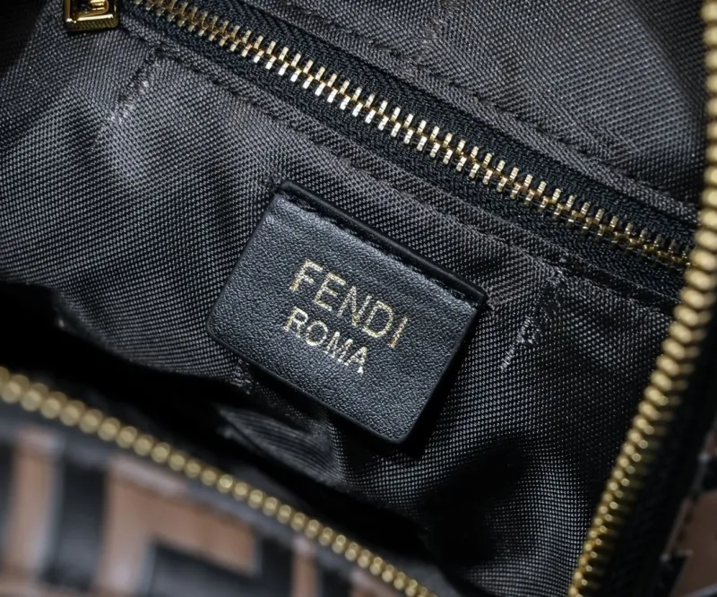 Fendi FF Pattern Brown Black Leather Backpack - Image 7