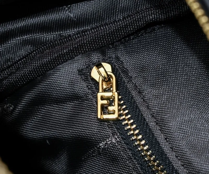 Fendi FF Pattern Brown Black Leather Backpack - Image 8