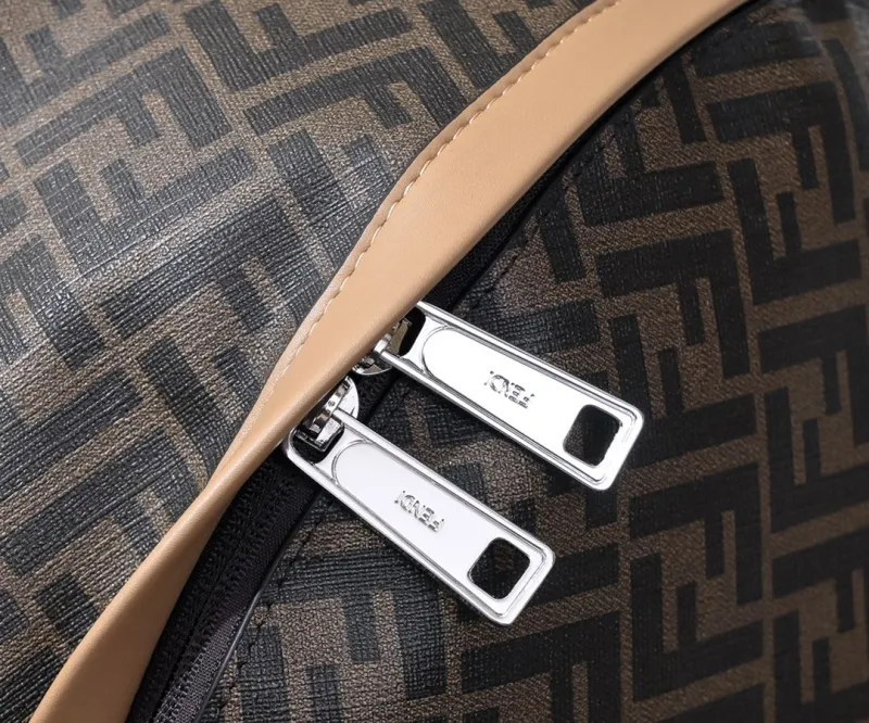Fendi FF Monogram Brown Beige Backpack - Image 5
