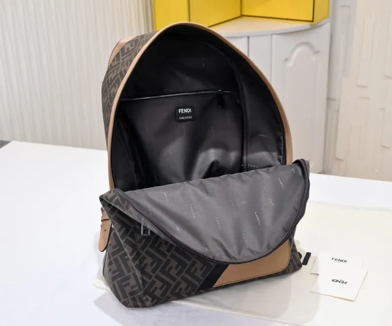Fendi FF Monogram Brown Beige Backpack - Image 9