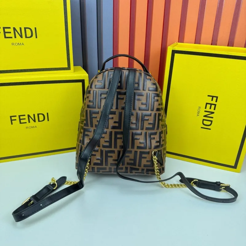 Fendi Brown FF Monogram Backpack - Image 3