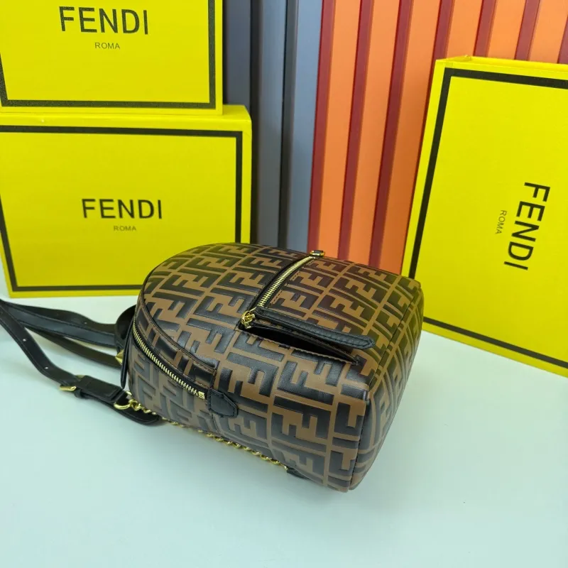 Fendi Brown FF Monogram Backpack - Image 4