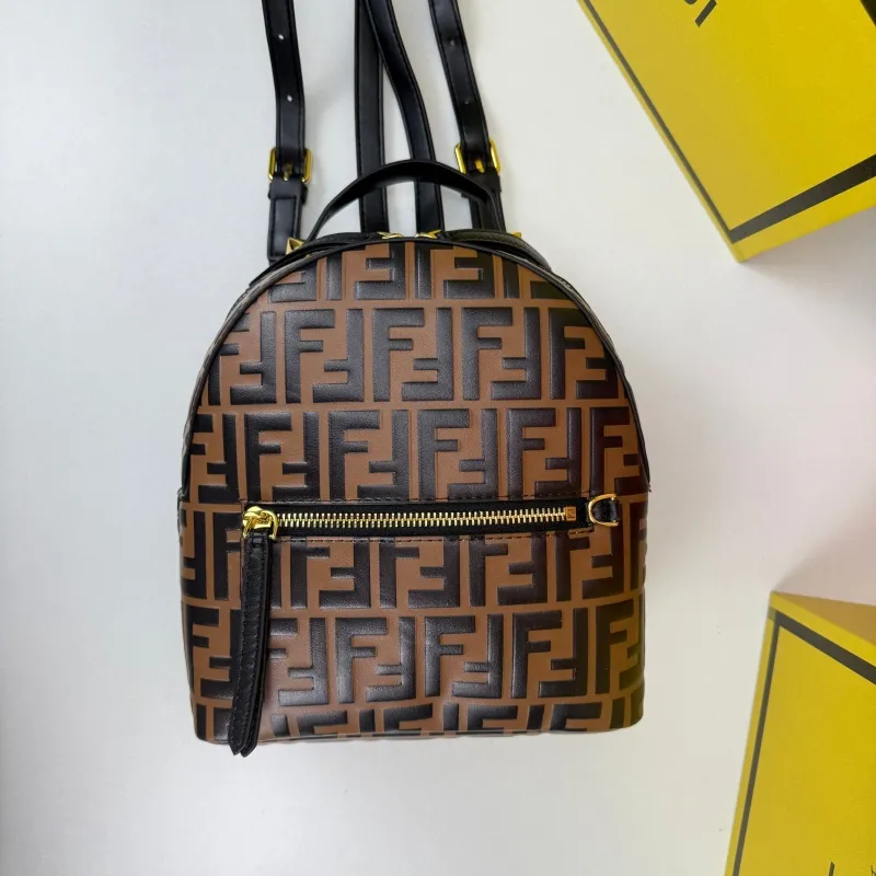 Fendi Brown FF Monogram Backpack - Image 5