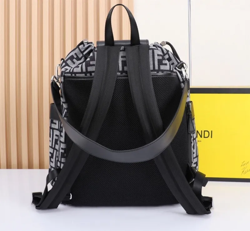 Fendi FF Monogram Black Gray Backpack - Image 3
