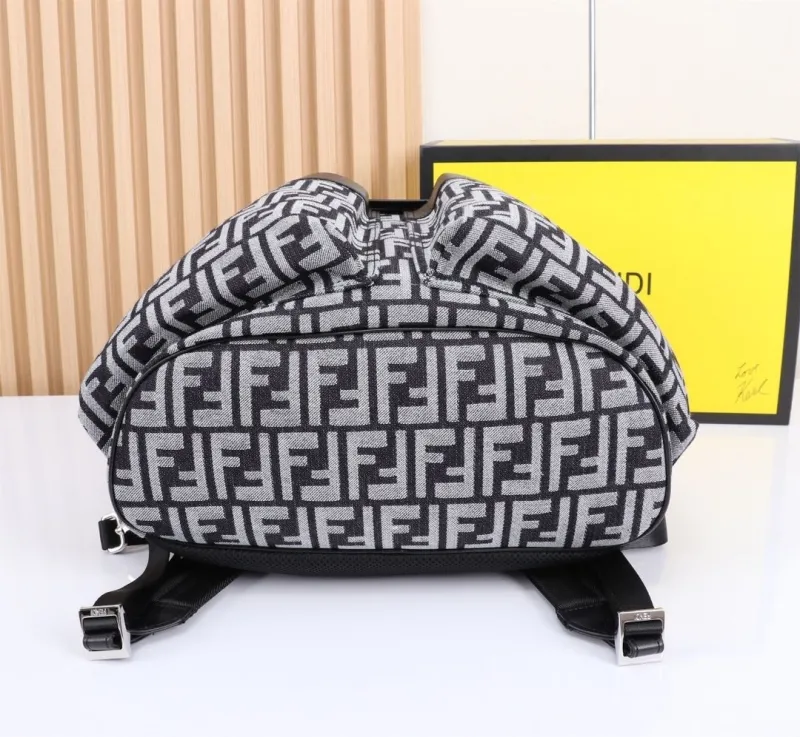 Fendi FF Monogram Black Gray Backpack - Image 4