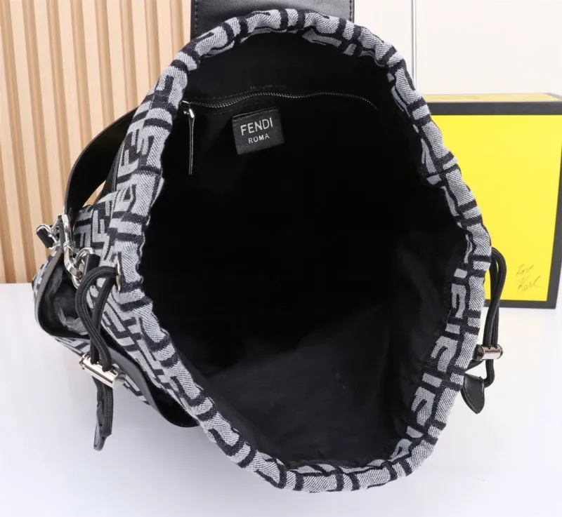 Fendi FF Monogram Black Gray Backpack - Image 9