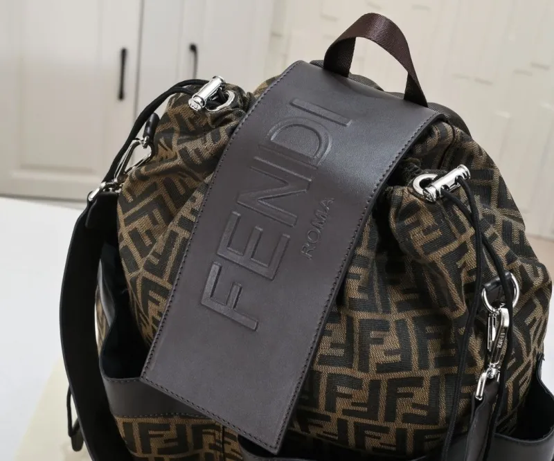 Fendi Brown FF Monogram Backpack - Image 3