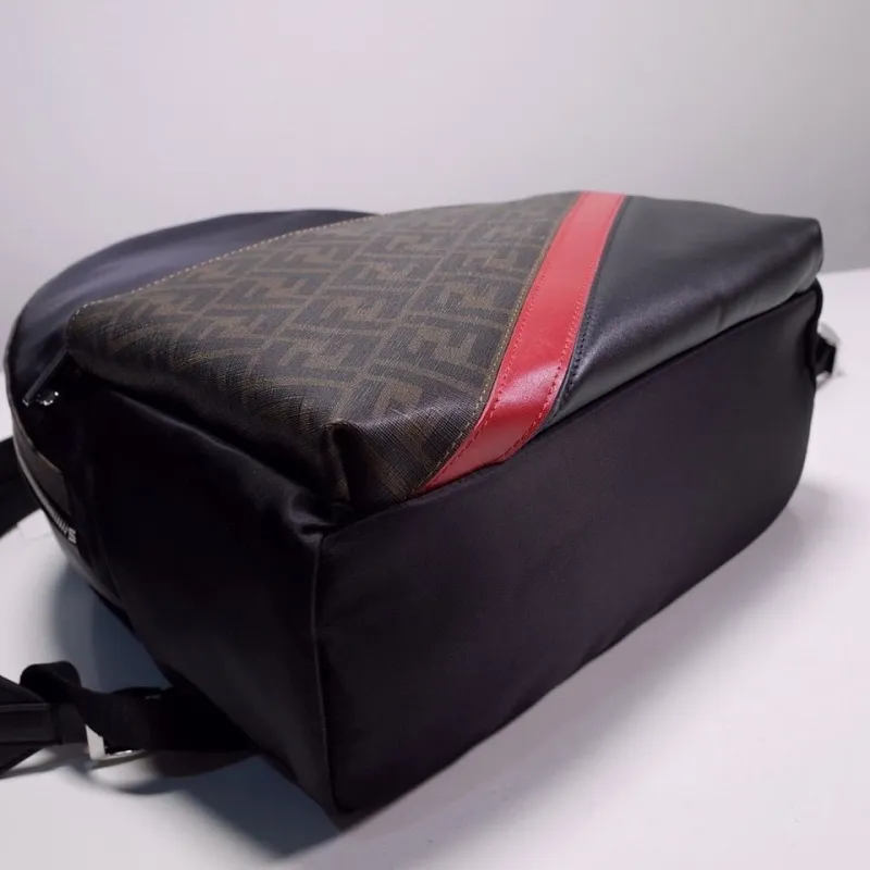 Fendi FF Monogram Black Red Stripe Backpack - Image 6
