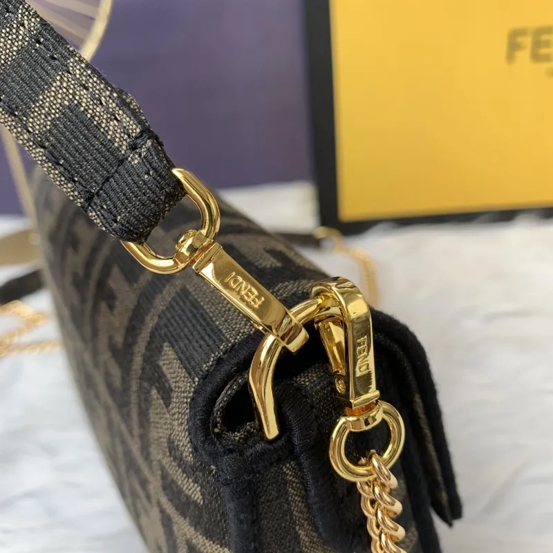 Fendi Brown FF Pattern Baguette Shoulder Bag - Image 6