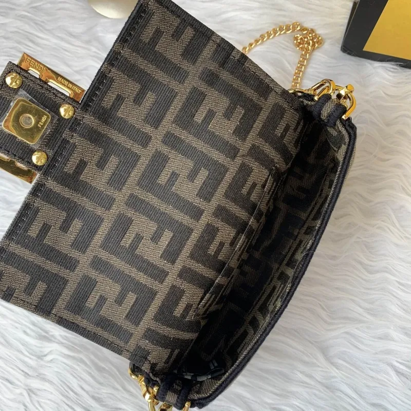 Fendi Brown FF Pattern Baguette Shoulder Bag - Image 7