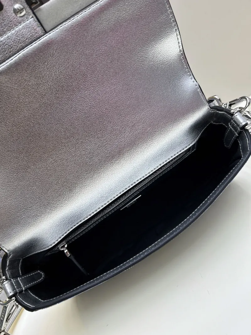Fendi Silver Crystal FF Baguette Bag - Image 7