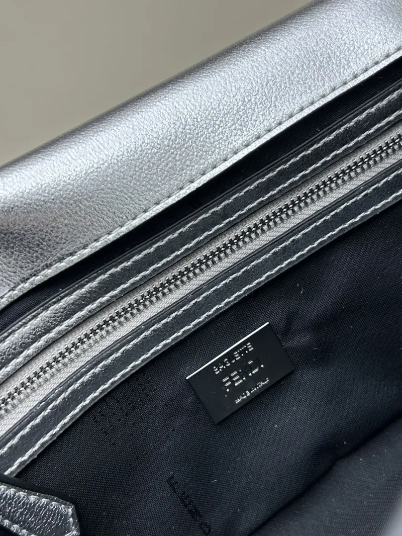 Fendi Silver Crystal FF Baguette Bag - Image 8