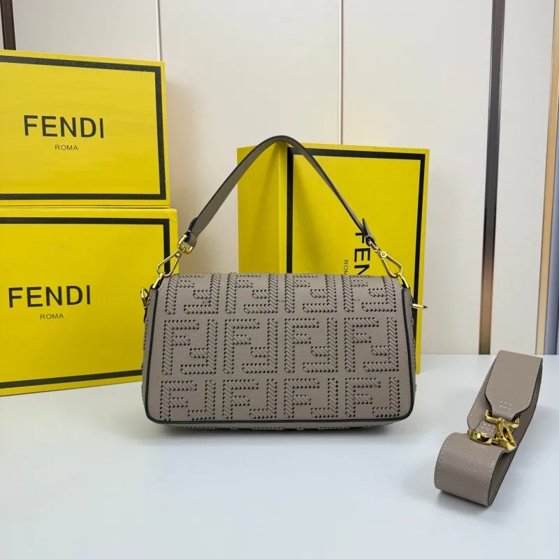 Fendi Gray Baguette Shoulder Bag 8865 - Image 3