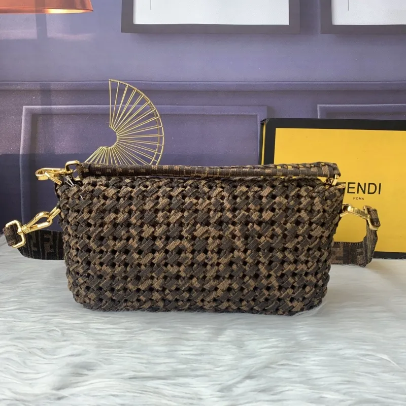 Alternative view of Fendi Brown Woven Baguette Shoulder Bag