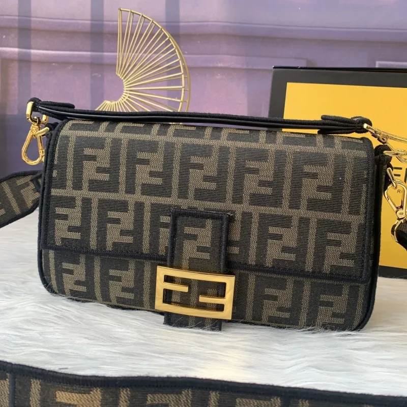 Alternative view of Fendi Brown FF Monogram Baguette Shoulder Bag