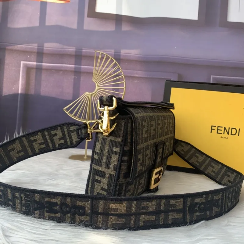 Fendi Brown FF Monogram Baguette Shoulder Bag - Image 3