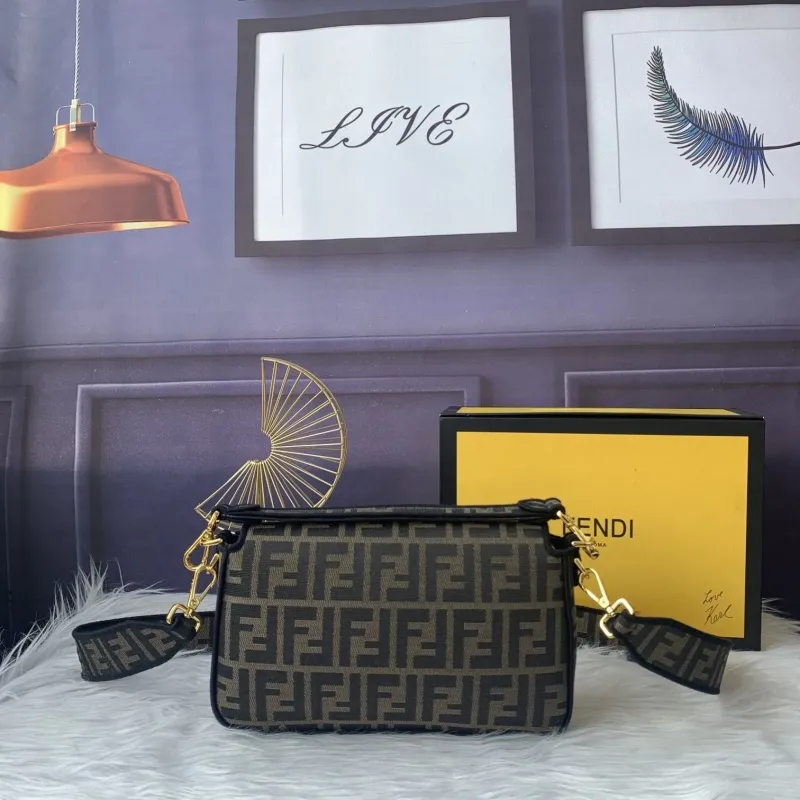 Fendi Brown FF Monogram Baguette Shoulder Bag - Image 6