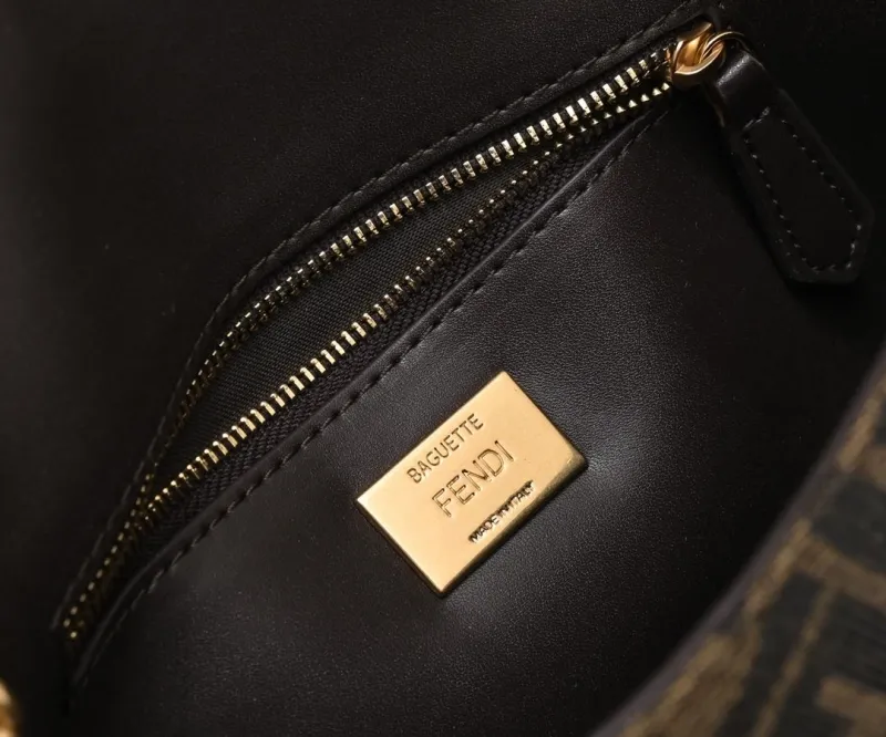 Fendi Baguette FF Monogram Shoulder Bag - Image 8