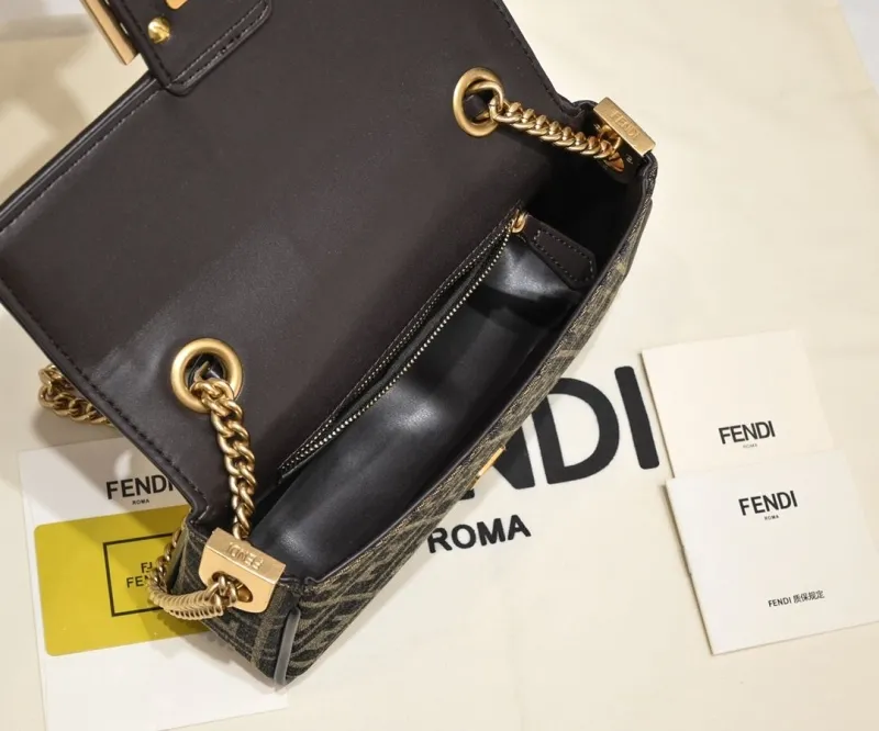 Fendi Baguette FF Monogram Shoulder Bag - Image 9