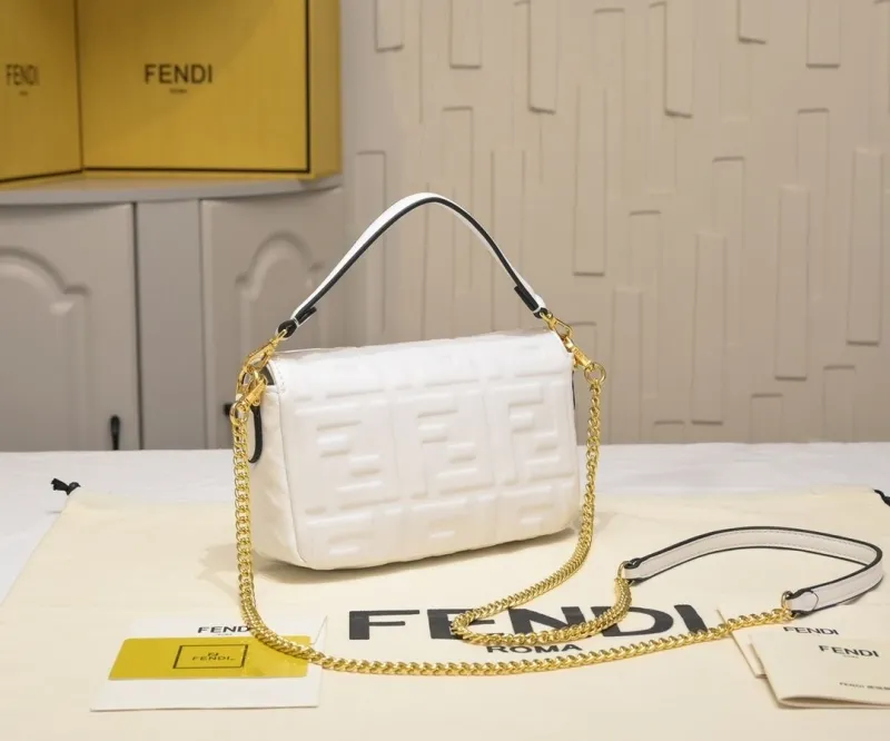 Alternative view of Fendi White Baguette Crossbody Bag