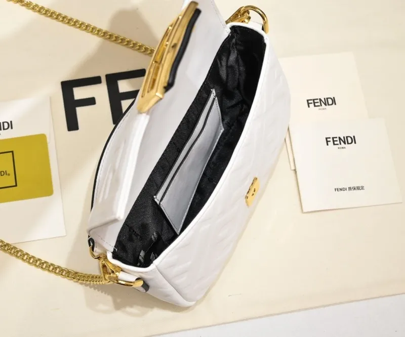 Fendi White Baguette Crossbody Bag - Image 9