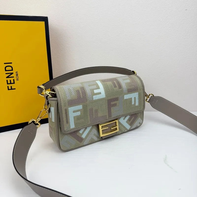Alternative view of Fendi 8816 Gray Baguette Shoulder Bag