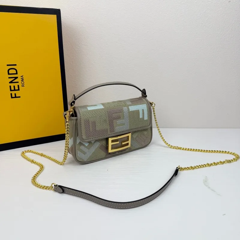 Alternative view of Fendi Gray Baguette Crossbody Bag 8816