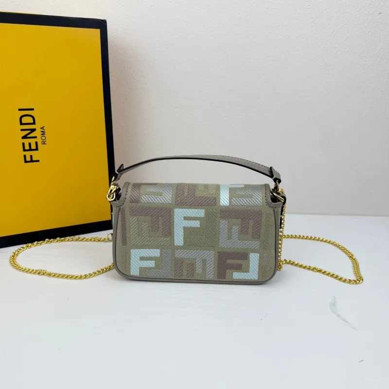 Fendi Gray Baguette Crossbody Bag 8816 - Image 3
