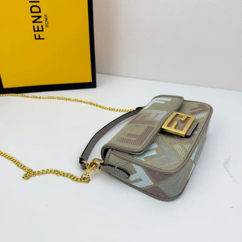 Fendi Gray Baguette Crossbody Bag 8816 - Image 4
