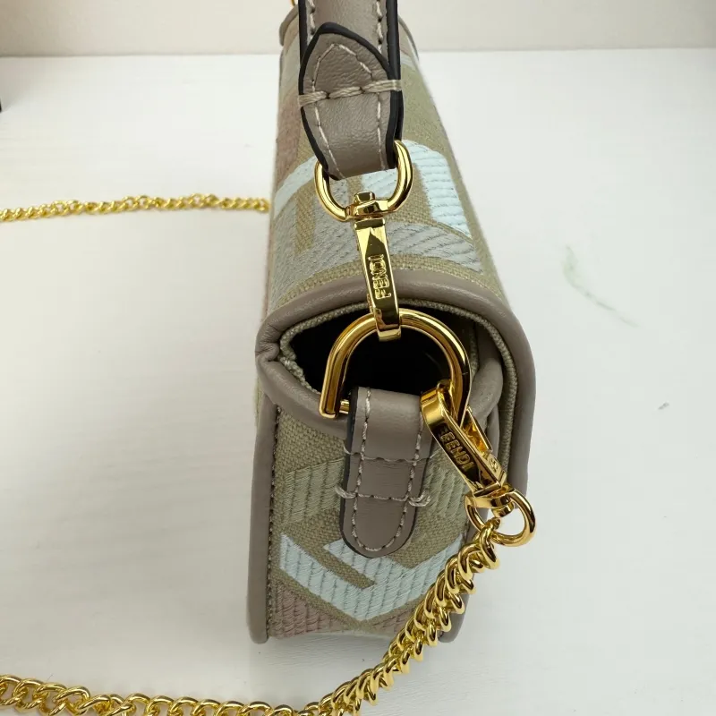 Fendi Gray Baguette Crossbody Bag 8816 - Image 6
