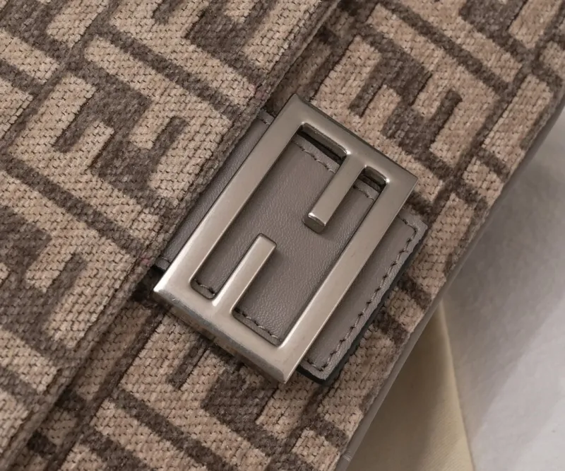 Fendi Baguette Shoulder Bag Beige FF Monogram SKU 76 - Image 3