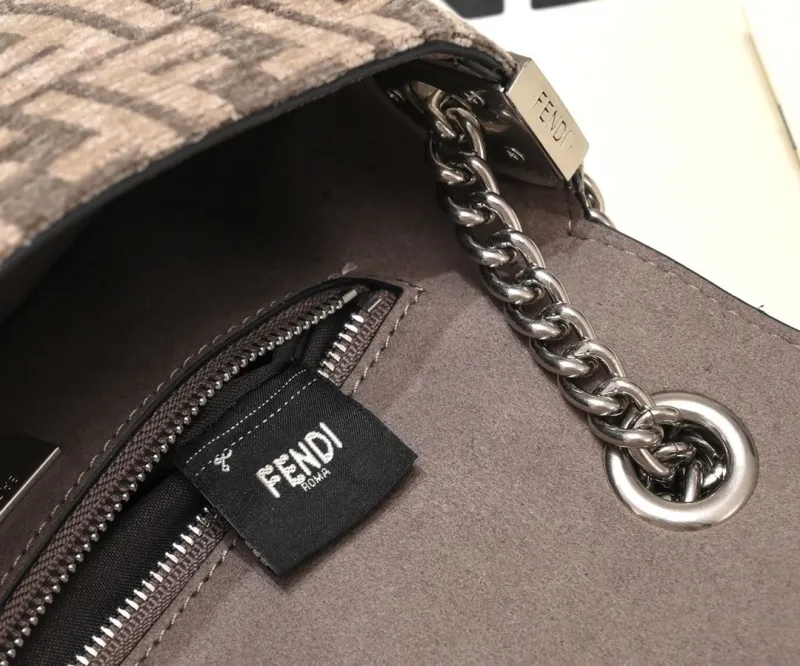 Fendi Baguette Shoulder Bag Beige FF Monogram SKU 76 - Image 7