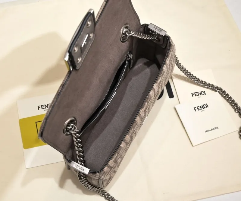 Fendi Baguette Shoulder Bag Beige FF Monogram SKU 76 - Image 9
