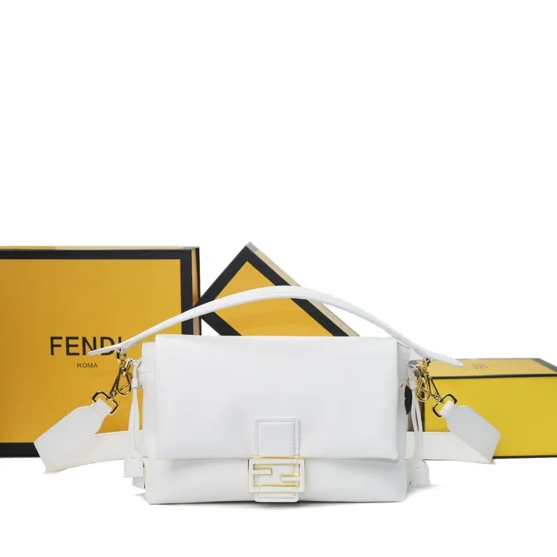 Fendi White Baguette Shoulder Bag