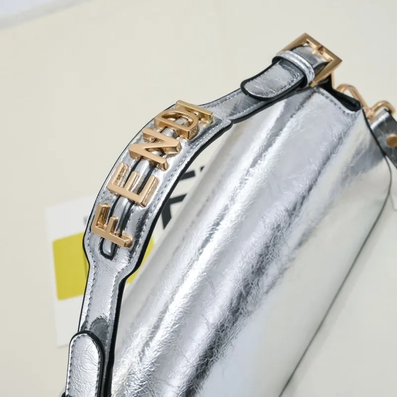 Fendi Silver Baguette Shoulder Bag - Image 3