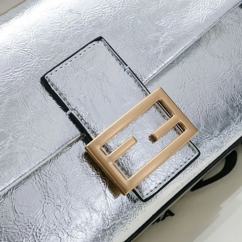 Fendi Silver Baguette Shoulder Bag - Image 4