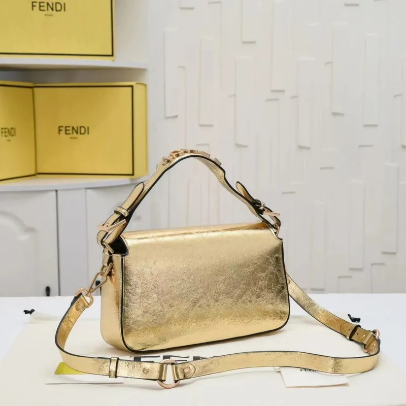 Alternative view of Fendi Metallic Gold Baguette Shoulder Bag