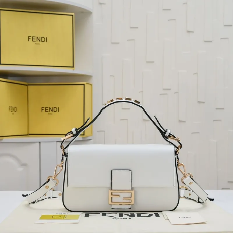 Fendi White Baguette Shoulder Bag