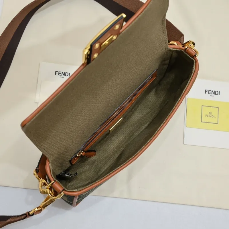 Fendi Baguette FF Monogram Shoulder Bag - Image 9