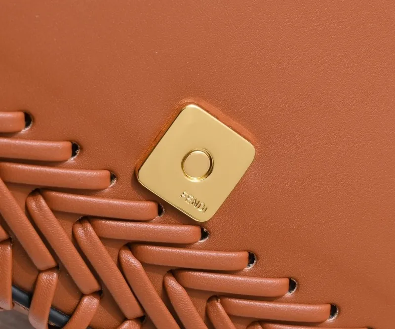 Fendi Brown Leather Baguette Shoulder Bag - Image 5