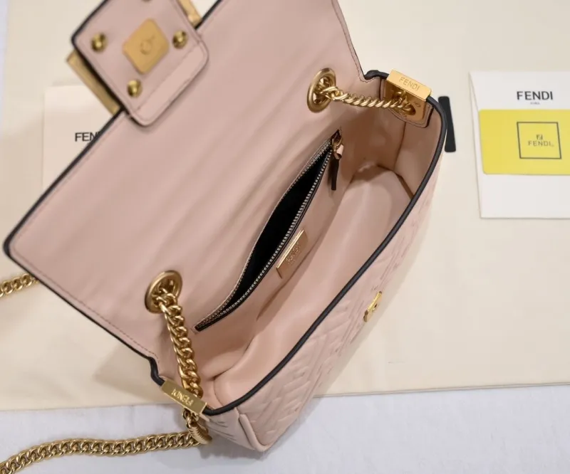 Fendi Light Pink Baguette Chain Shoulder Bag - Image 9