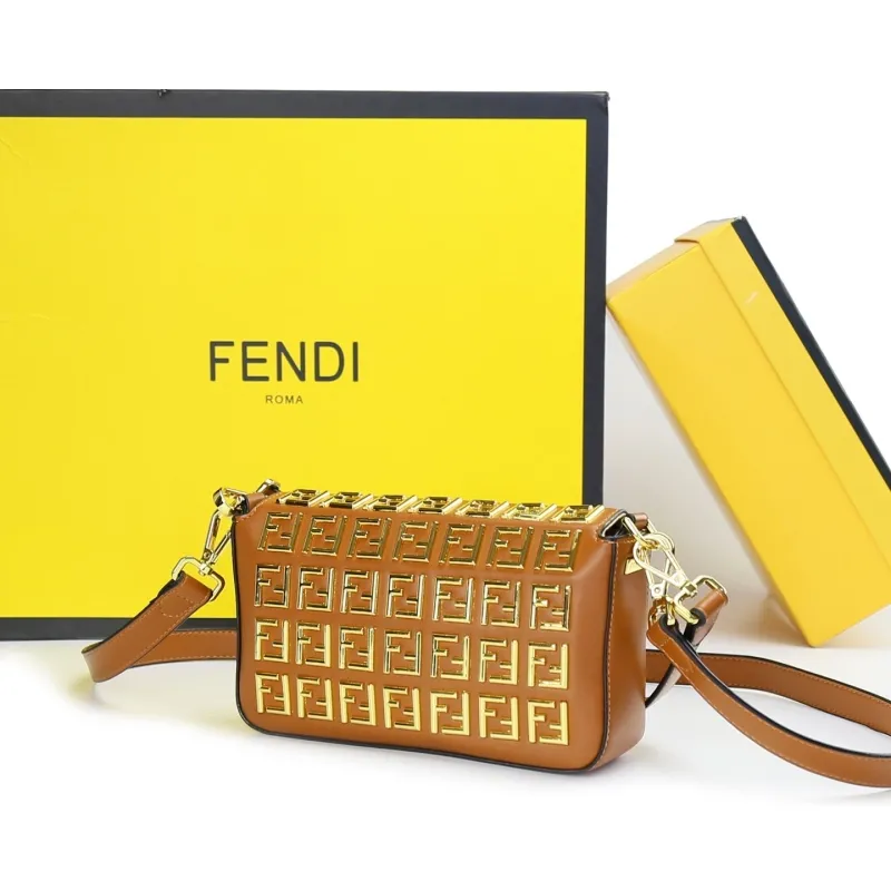 Fendi Brown Baguette Crossbody Bag - Image 3