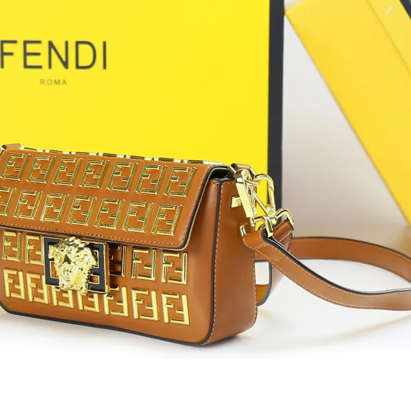 Fendi Brown Baguette Crossbody Bag - Image 6